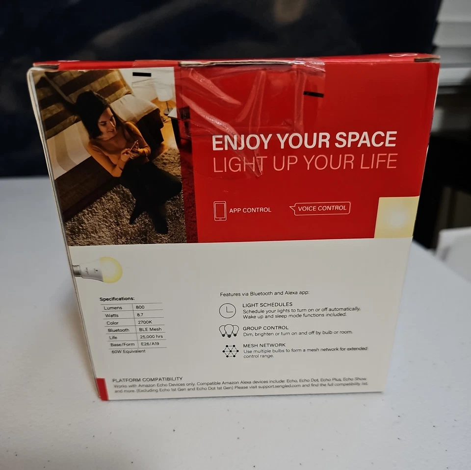 4-PACK Sengled Smart WiFi White Light Bulbs A19 60W with Alexa - Image 3 of 3