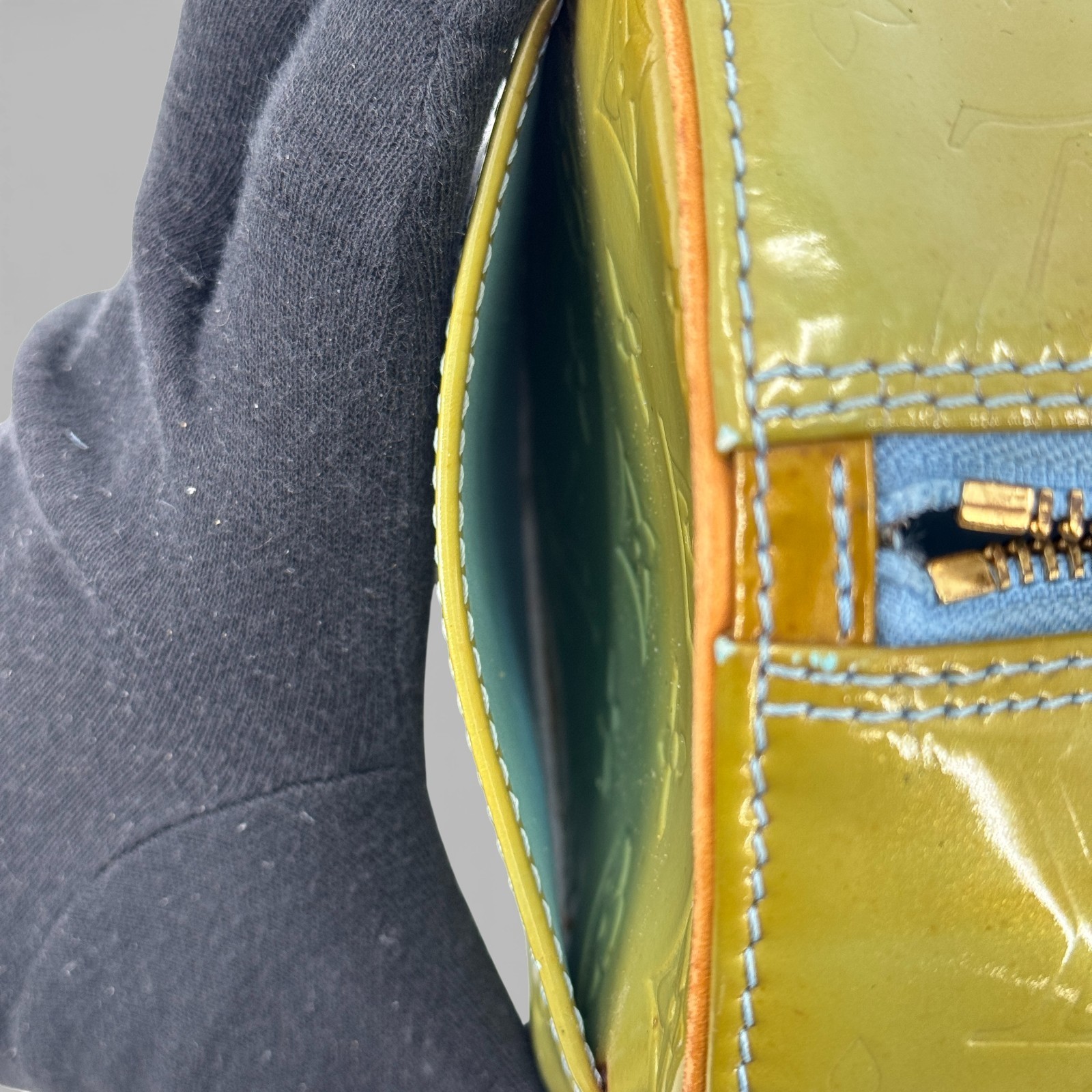 Auth LOUIS VUITTON Monogram Vernis Green Bedford M91007 Ladies Handbag KC217 thumbnail 18