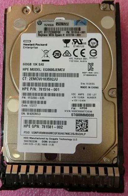 Hewlett Packard Enterprise 872736-001-RFB 600GB SAS 12G 10K SFF SC DS