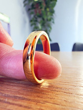 Gold Tungsten Carbide Band Ring Size T Round Shape No Stone Tungsten Metal