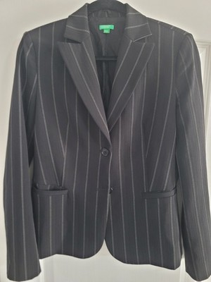 United Colors of Benetton Women's Classic Black Pinstripe Blazer Size 44