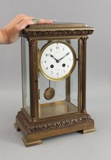 Large Antique Vincenti Medaille DArgent French Bronze Crystal Regulator Clock