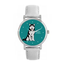 Toff London TLWS-29863 Ladies Black And White Husky Dog Watch