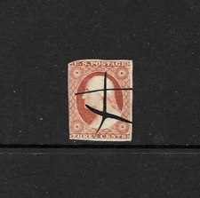 US Scott #10A orange brown Type II, 3 cent Washington, with pen cancel, nice