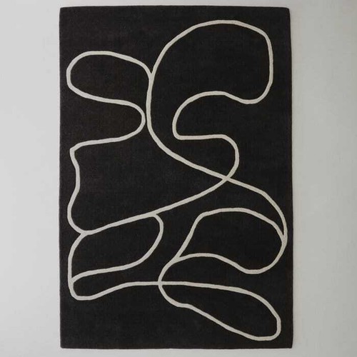 Luxurious Hand-Tufted B&W Hand Made Modern 100% Wool Custom Area Rug - Picture 6 of 12