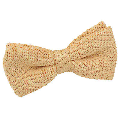 Navy Blue Mens Bow Tie Knit Knitted Plain Solid Pretied Necktie by DQT