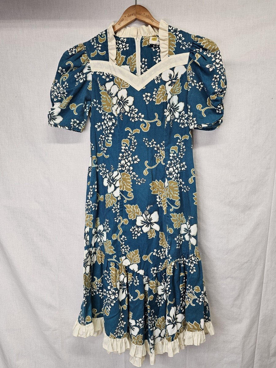 hawaiian print short dress Short Adjustable Waist Tie Hawaiian Dress Lihue Hibiscus