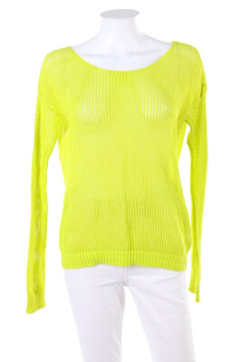 ICHI Pullover Baumwolle Lochstrick XS gelb