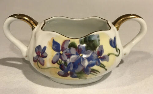 Lefton Purple Violets Creamer and Sugar Bowl CY273 - Picture 7 of 10