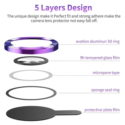For iPhone 16 15 13 14Pro Max Camera Lens Metal Screen Protector Full Lens Cover - Picture 4 of 24