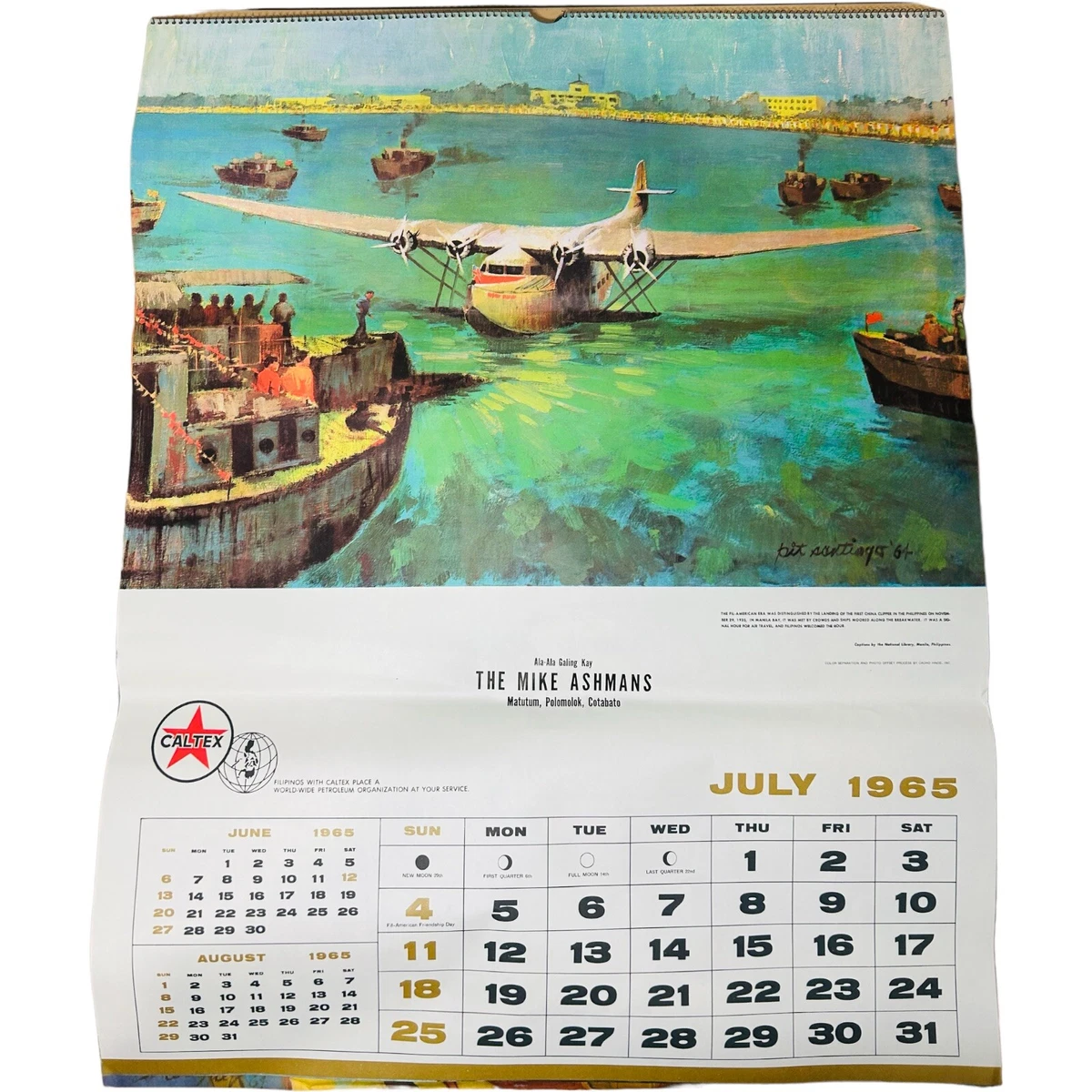 Vintage CalTex Oil Mike Ashmans Limited 1965 Calendar January December 23”x  18 | eBay