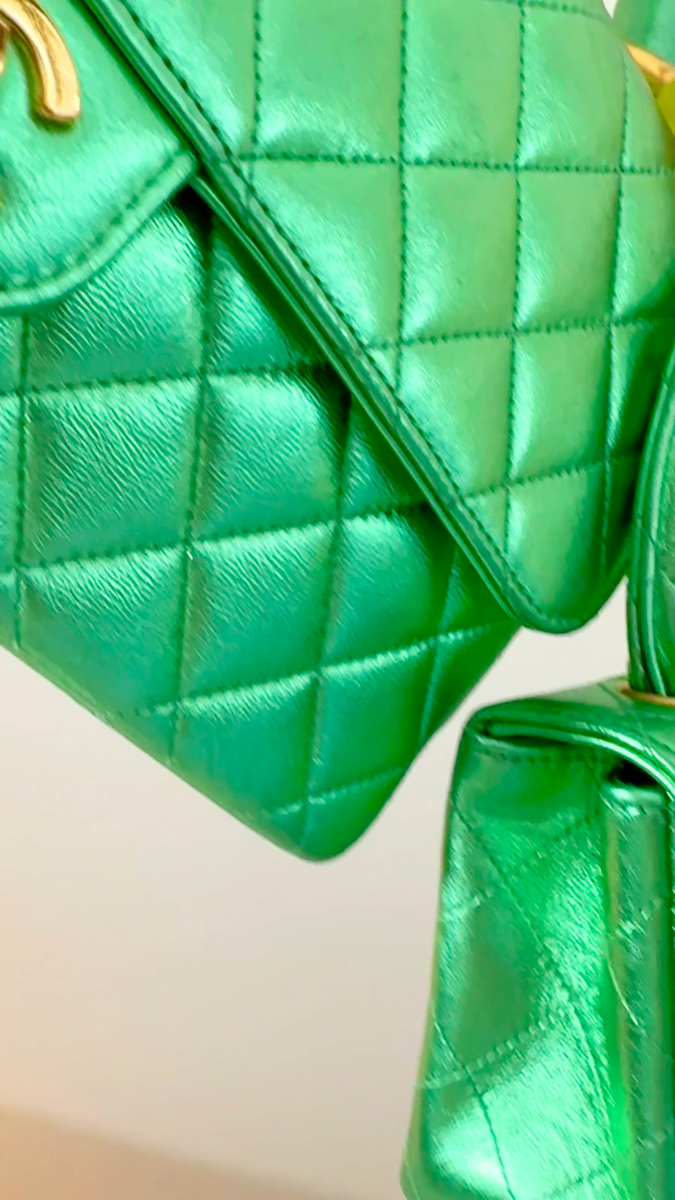 Chanel 1994 Vintage Parent Child Bag Kelly Flap Set Metallic Chanel 1994 Vintage Parent Child Bag Kelly Flap Set Metallic
