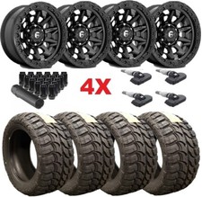 17 Fuel Covert Black Wheels Rims Tires Mud 33 12.50 17 Mt Terrain Package Set