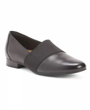 New Clarks Leather Comfort Flats Loafers Black Size 6