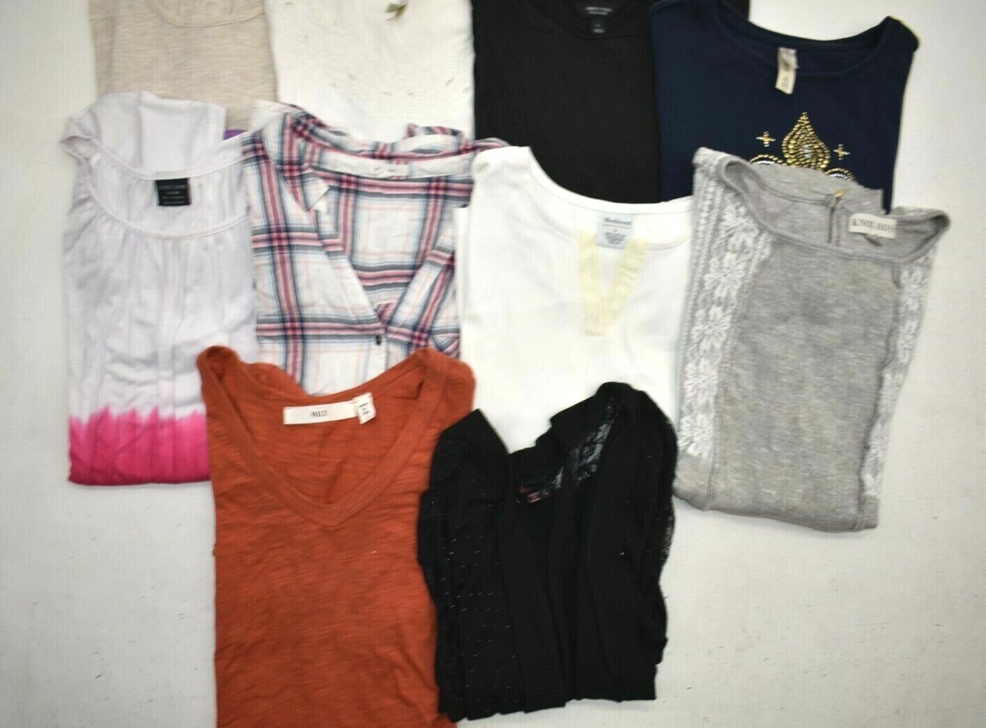 Wholesale Bulk Lot Of 10 Womens Size Large Short Sleeve Business Casual Blouses