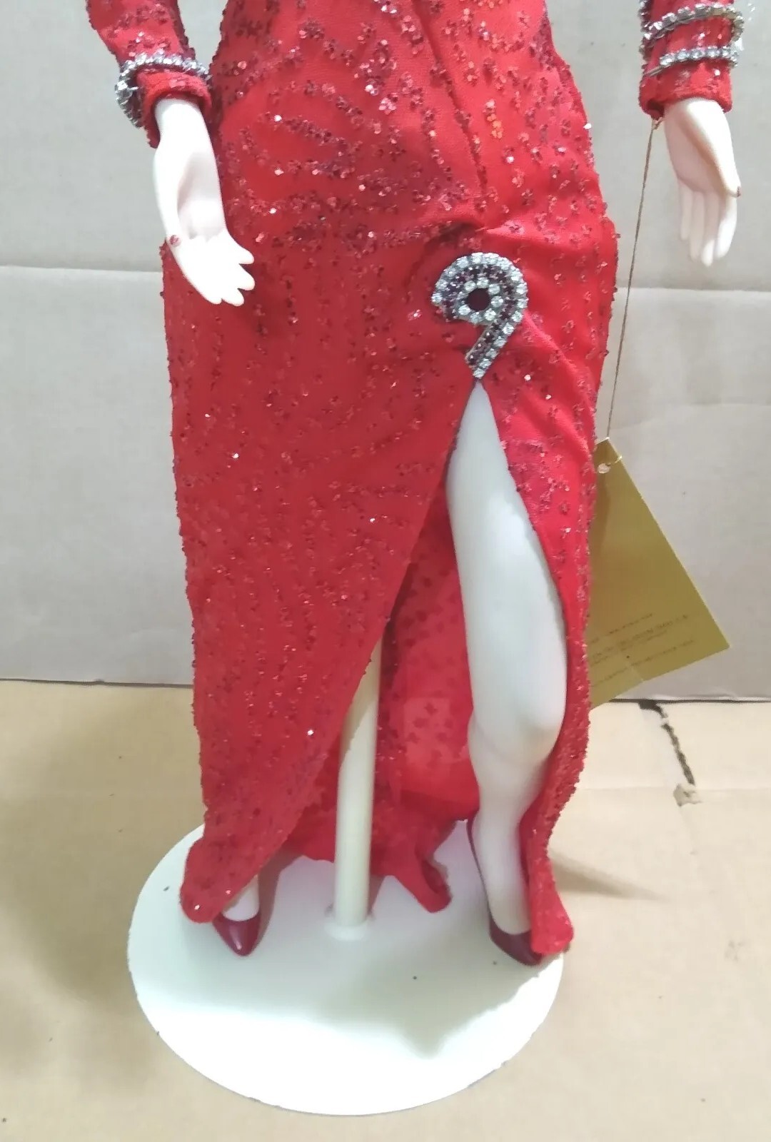 Franklin Heirloom Dolls Marilyn Monroe Porcelain Doll Red Sequin Dress NO Box.