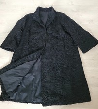 G.fortini Rossetti Astrakhan Caracul Real Fur Coat Black Color Size L 