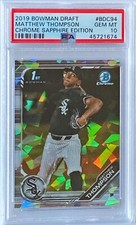 2019 Matthew Thompson Bowman Chrome Sapphire PSA 10 GEM #BDC94 Draft White Sox