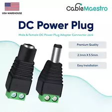 DC Power Plug Male Female Jack Connector 2.1 x 5.5mm Adapter CCTV Video Balun