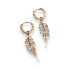 Elegant CZ Leaf Dangle Drop Earrings for Women