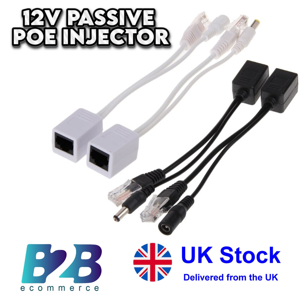 12v Passive Poe Injector and Splitter Kit Set of One Pair Piece