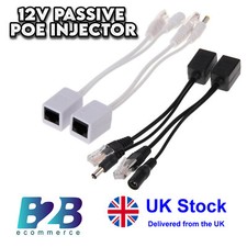 12v Passive Poe Injector and Splitter Kit Set of One Pair 2 Piece for IP Camera