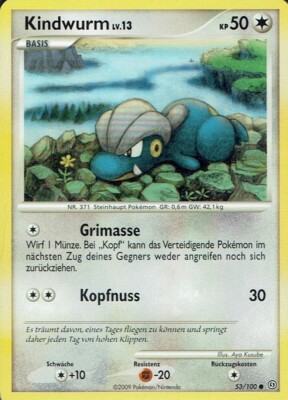 Pokemon Karte Trading Card Game D&P Sturmtief Nr. 53/100 Kindwurm