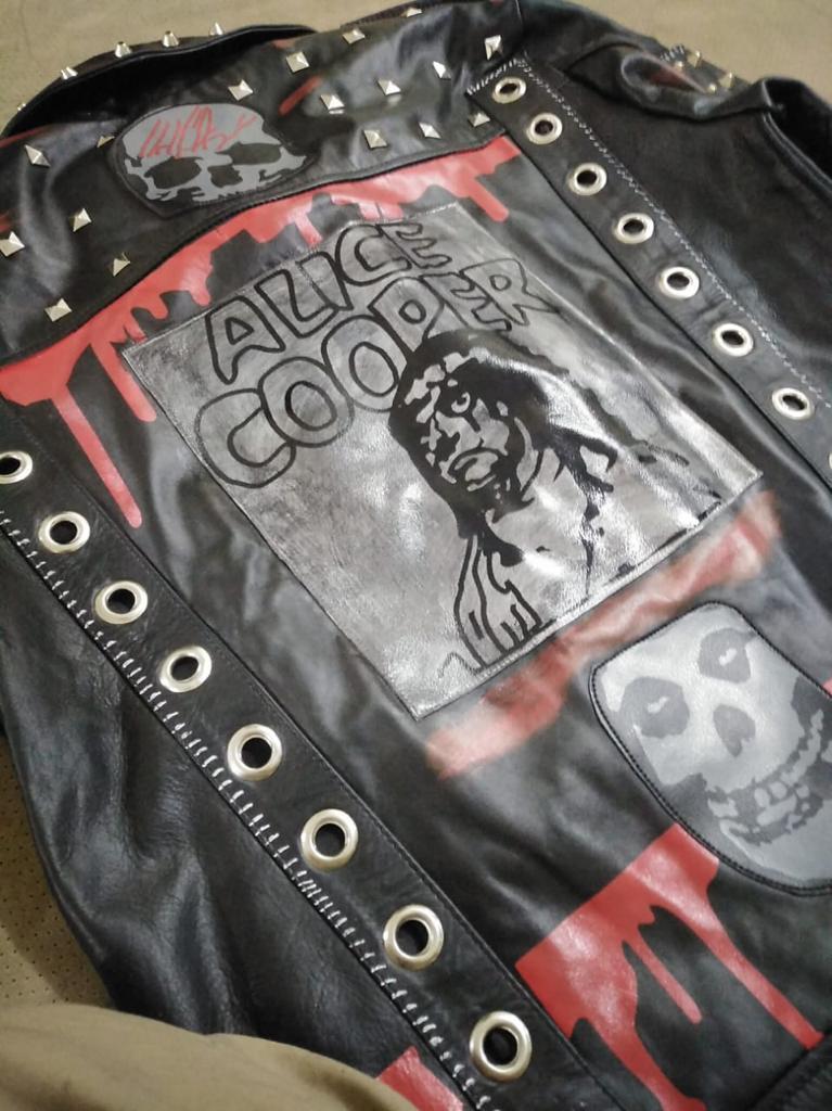 Men Spiked Biker Leather Steam Punk Alice Cooper Jacket, Gothic