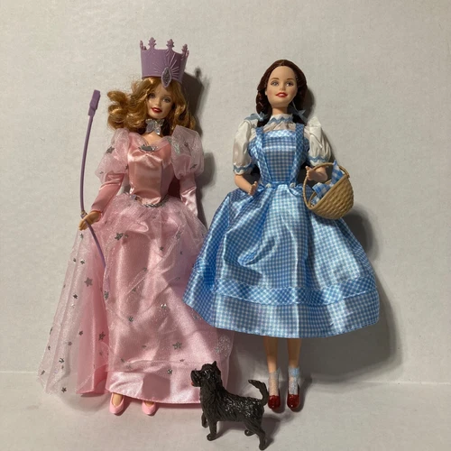 Vintage Barbie As Dorothy & Glinda & Toto Wizard Of Oz 1999 Collector Dolls