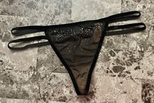 NWT VICTORIA'S SECRET L RHINESTONE VELVET STRAPPY VINTAGE RARE V STRING PANTIES