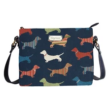 Signare Tapestry Dachshung Dog Design Crossbody Bag Purse Shoulder Handbag