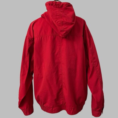 Vintage Chaps Ralph Lauren Jacket Mens Large Red Bomber Hooded Pockets Full Zip - Picture 2 of 12