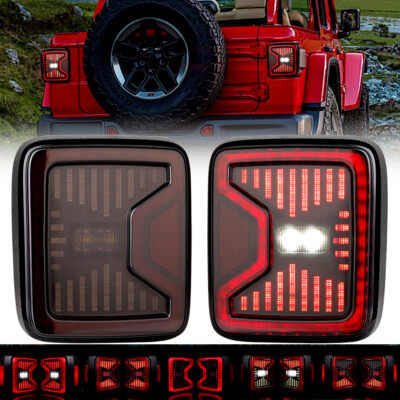 Smoked LED Tail Lights Brake Stop Turn Signal for Jeep Wrangler JL JLU 2018-2024