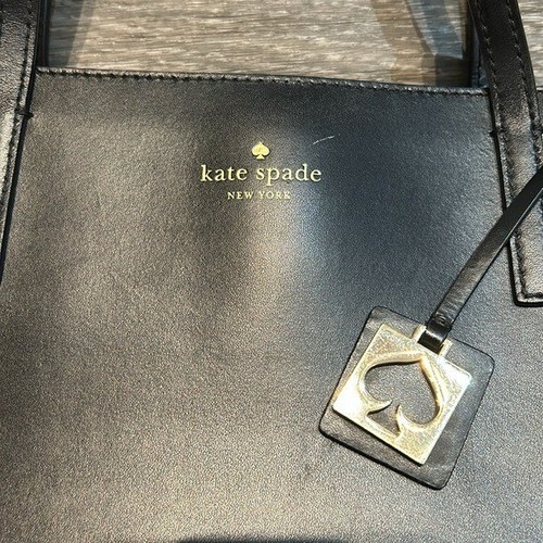 Kate Spade Tote Bag Black Leather Medium Haven Tote Handbag Shoulder Zip Top - Picture 14 of 15