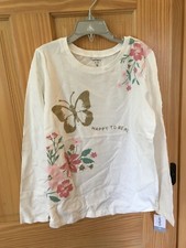 NWT Carter's Butterfly Shirt Top Girls Long Sleeve White 10,14