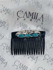 Native American Navajo Lydia Begay Turquoise  Feather Sterling Paris Hair Comb