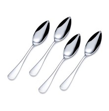 Set of 4 Basic Stainless Steel Serrated Grapefruit Spoons for Fruit Dessert