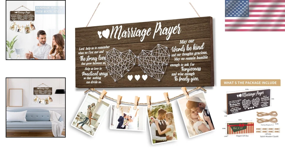 Elegante exhibición de fotos de boda rústica con clips - perfecta para recuerdos destacados Foto 2 de 4