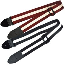 1.3m Cotton Guitar Bass Strap 5cm Wide Stripes Contrast Colors w/ Leather Head