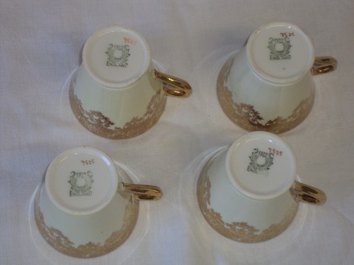 Juego de 4 tazas y platillos de lata de café Collingwood Bonee China vintage dorado brillante - Imagen 9 de 10
