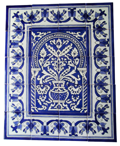Carreaux De Céramique Peints à La Main Bleu Et Blanc 30x45cm - Neuf Pour Mosaïque