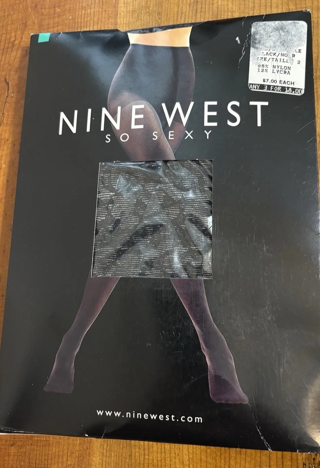Nuevas Pantimedias NINE WEST So Sexy de Encaje Negro talla 2 Foto 2 de 3