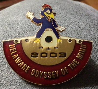 Delaware 2003 Odyssey of the Mind World Final Pin Blue Hen Chicken  Airplane