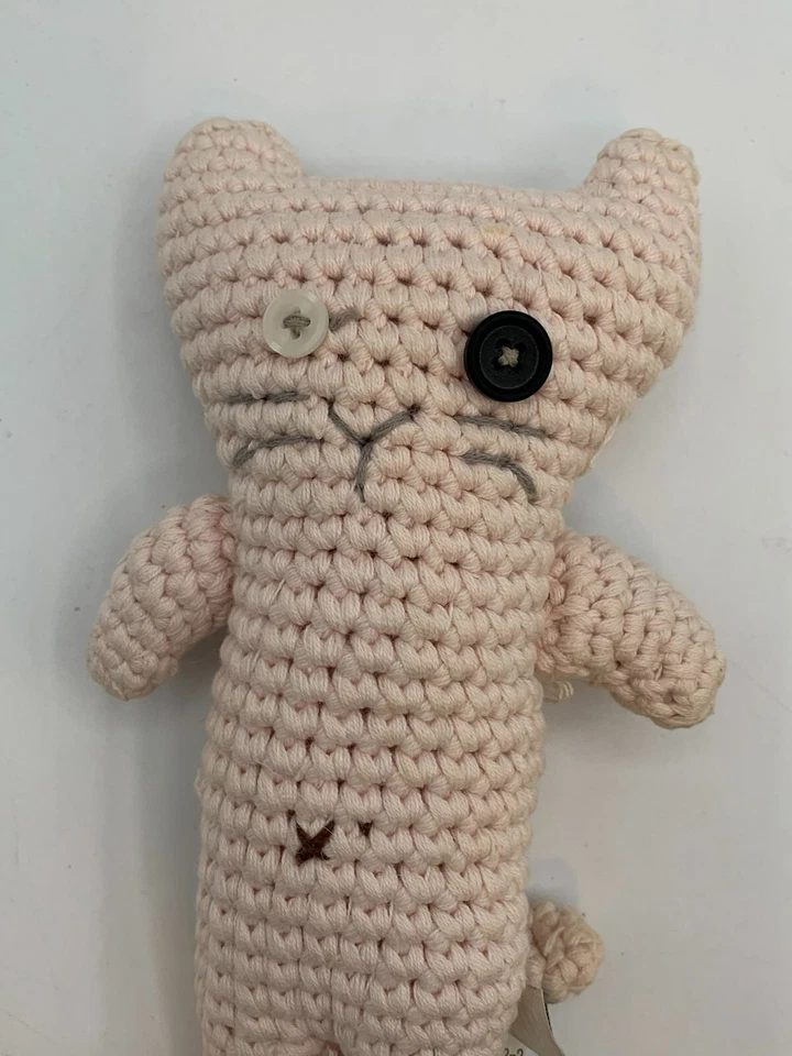 Rare Old Navy Cat Baby Pink Plush Knitted Button Plush Stitch Kitten Crochet - Image 3 of 4