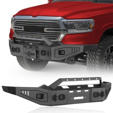 Offroad Steel Front Bumper W Winch Plate 4x Led Lights Fit 2019-2024 Ram 1500