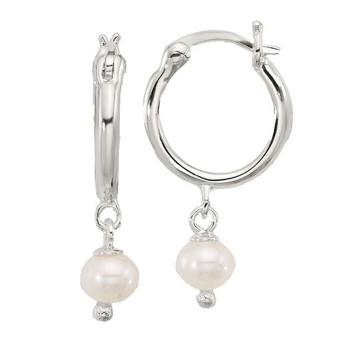 Sabine Pearl Hoops Earrings in rice pearls | Jewellery