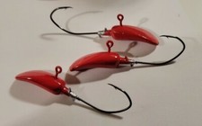 3/8 oz Diving Jig Red Grave Digger 4/0 Sickle Hook Custom Made Fishing FREE SHIP