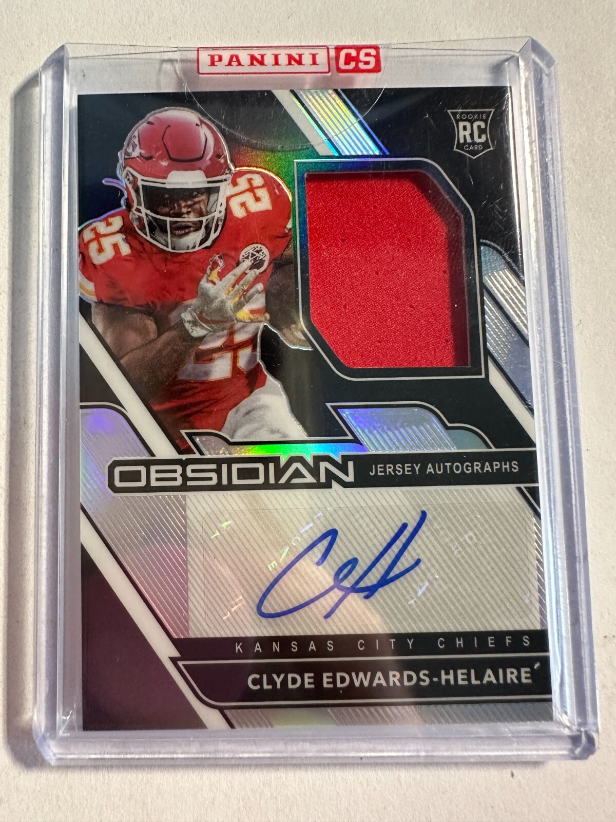 K127,917- 2020 Panini Obsidian Rookie Jersey Auto #212 Clyde Edwards-Helaire/150