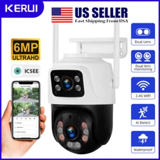 KERUI Wireless Dual Lens HD 6MP WiFi IP Security Camera Outdoor CCTV PTZ 2025 US