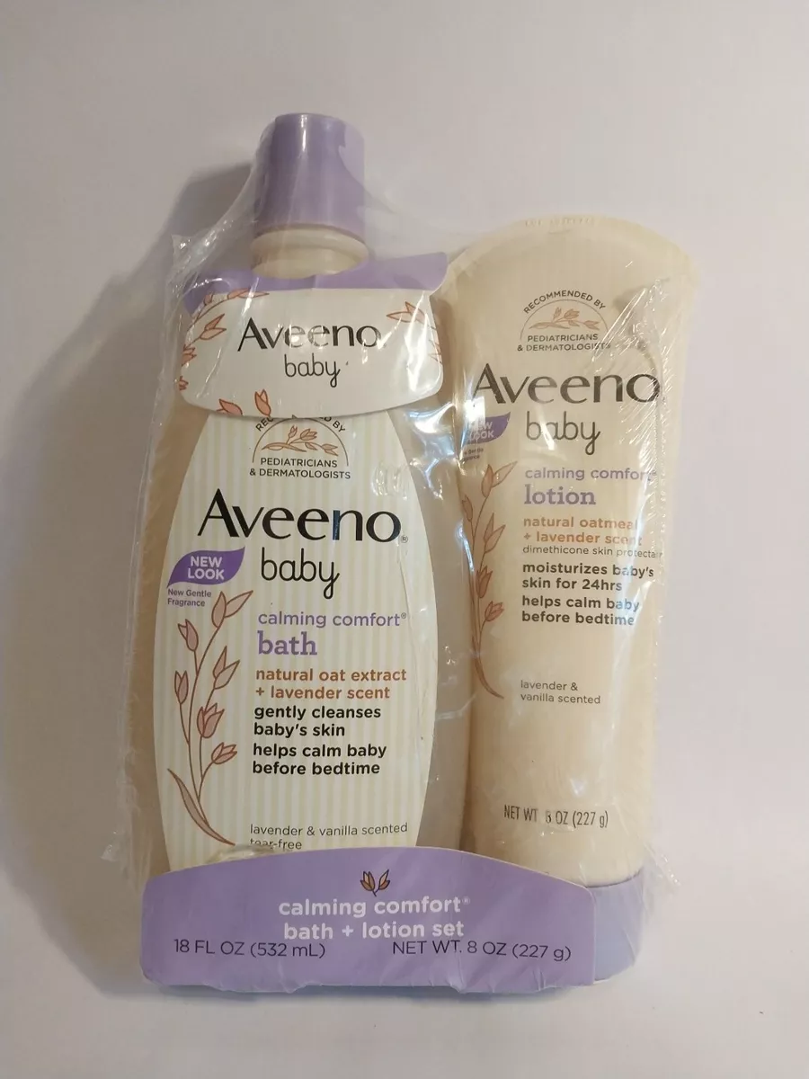 NIP Aveeno Baby Calming Comfort Bath Lotion Set Baby Gift Skin Care Exp 03 24